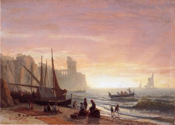  Albert Pintura - El luminismo de la flota pesquera Albert Bierstadt